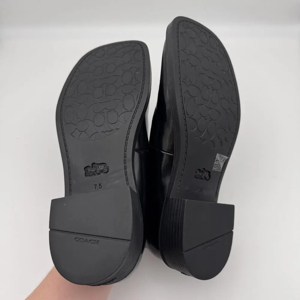 Coach Tea Rose Mary Jane Flats Womens size 7.5 Patent Leather Black Buckle Shoes